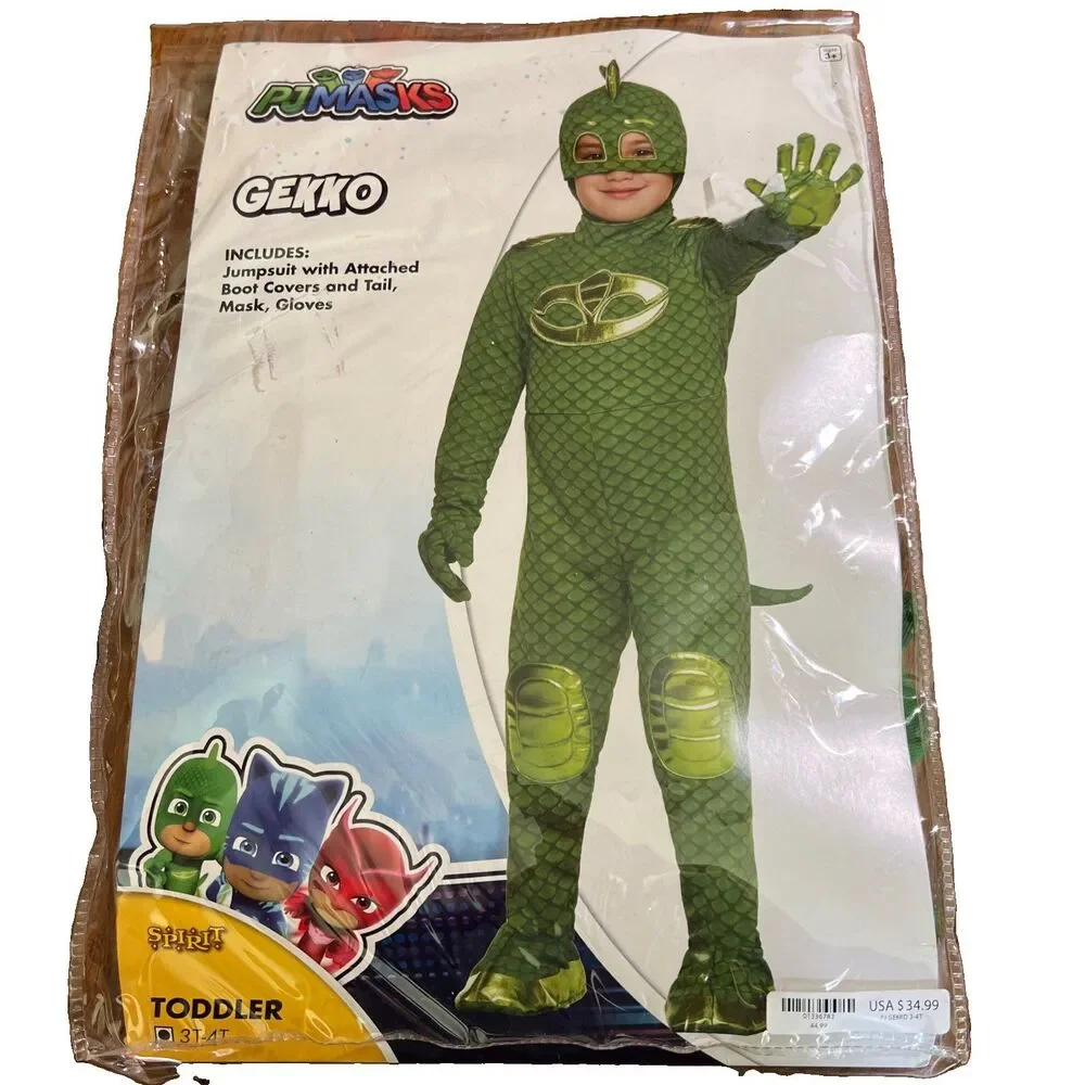 PJ Masks Gekko Boys size 3t-4t Official Costume Jumpsuit Halloween